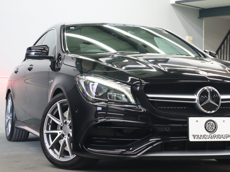 AMG CLAクラス CLA45 4MATIC ﾚｰﾀﾞｰSP　黒革 ｼｰﾄﾋｰﾀｰ 純正HDDﾅﾋﾞTV Bluetooth Carplay Bｶﾒﾗ LEDﾍｯﾄﾞﾗｲﾄ AMGｻｽﾍﾟﾝｼｮﾝ AMG強化ﾌﾞﾚｰｷ AMGｴｱﾛ&AMG18AW　2年保証