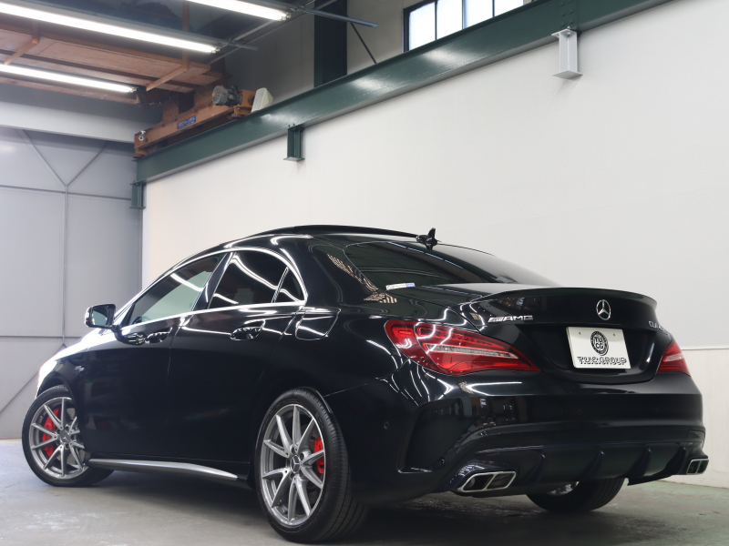 AMG CLAクラス CLA45 4MATIC ﾚｰﾀﾞｰSP　黒革 ｼｰﾄﾋｰﾀｰ 純正HDDﾅﾋﾞTV Bluetooth Carplay Bｶﾒﾗ LEDﾍｯﾄﾞﾗｲﾄ AMGｻｽﾍﾟﾝｼｮﾝ AMG強化ﾌﾞﾚｰｷ AMGｴｱﾛ&AMG18AW　2年保証