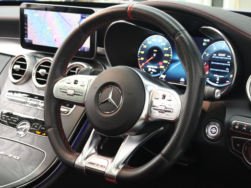 AMG Cクラス C63 ｴｸｽｸﾙｰｼﾌﾞ& ﾚｰﾀﾞｰSP　後期 赤革 ﾊﾟﾉﾗﾏSR ｼｰﾄﾋｰﾀｰ HDDﾅﾋﾞTV Carplay Bｶﾒﾗ Brumesterｻｳﾝﾄﾞ LEDﾗｲﾄ 自動Rｹﾞｰﾄ AMGｽﾀｲﾘﾝｸﾞPKG AMG強化ﾌﾞﾚｰｷ AMG19ｲﾝﾁAW　2年保証付