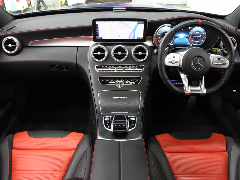 AMG Cクラス C63 ｴｸｽｸﾙｰｼﾌﾞ& ﾚｰﾀﾞｰSP　後期 赤革 ﾊﾟﾉﾗﾏSR ｼｰﾄﾋｰﾀｰ HDDﾅﾋﾞTV Carplay Bｶﾒﾗ Brumesterｻｳﾝﾄﾞ LEDﾗｲﾄ 自動Rｹﾞｰﾄ AMGｽﾀｲﾘﾝｸﾞPKG AMG強化ﾌﾞﾚｰｷ AMG19ｲﾝﾁAW　2年保証付