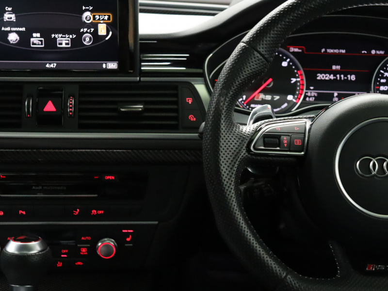 アウディ RS7 ｽﾎﾟｰﾂﾊﾞｯｸ ﾌﾞﾗｯｸｽﾀｲﾘﾝｸﾞPKG　後期ﾓﾃﾞﾙ  黒革 ｽﾎﾟｰﾂｼｰﾄ ｻﾝﾙｰﾌ ｱﾙｶﾝﾀﾗﾙｰﾌ MMIﾅﾋﾞ TV BOSEｻｳﾝﾄﾞ Bｶﾒﾗ Carplay ﾏﾄﾘｸｽLEDﾍｯﾄﾞﾗｲﾄ ｶｰﾎﾞﾝｲﾝﾃﾘｱ&ﾐﾗｰ ﾚｯﾄﾞｷｬﾘﾊﾟｰ RSｽﾎﾟｰﾂｴｷｿﾞｰｽﾄ 純正21ｲﾝﾁAW　2年保証